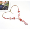 2021 stylish rose red resin seed bead jewelry for women acrylic pink glass bead necklace